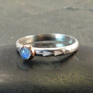 Rainbow Moonstone Silver Arrow Ring - Artisan Handcrafted - Size 8.25 NWT